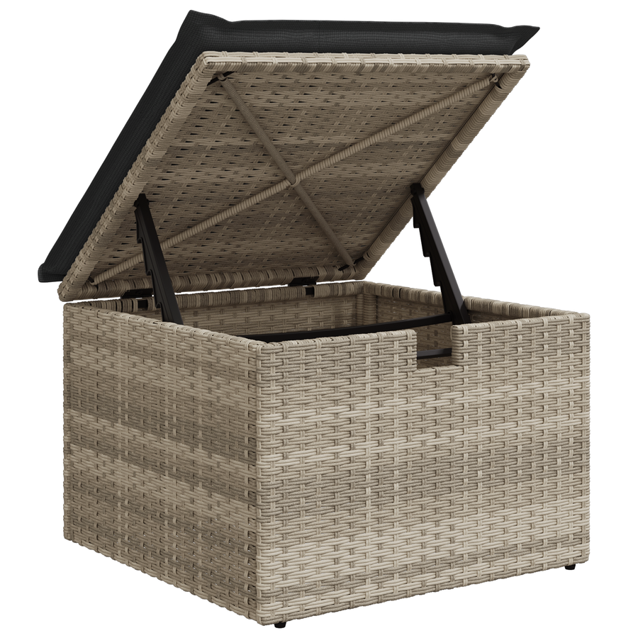 4-delige Tuinbankenset met kussens poly rattan lichtgrijs