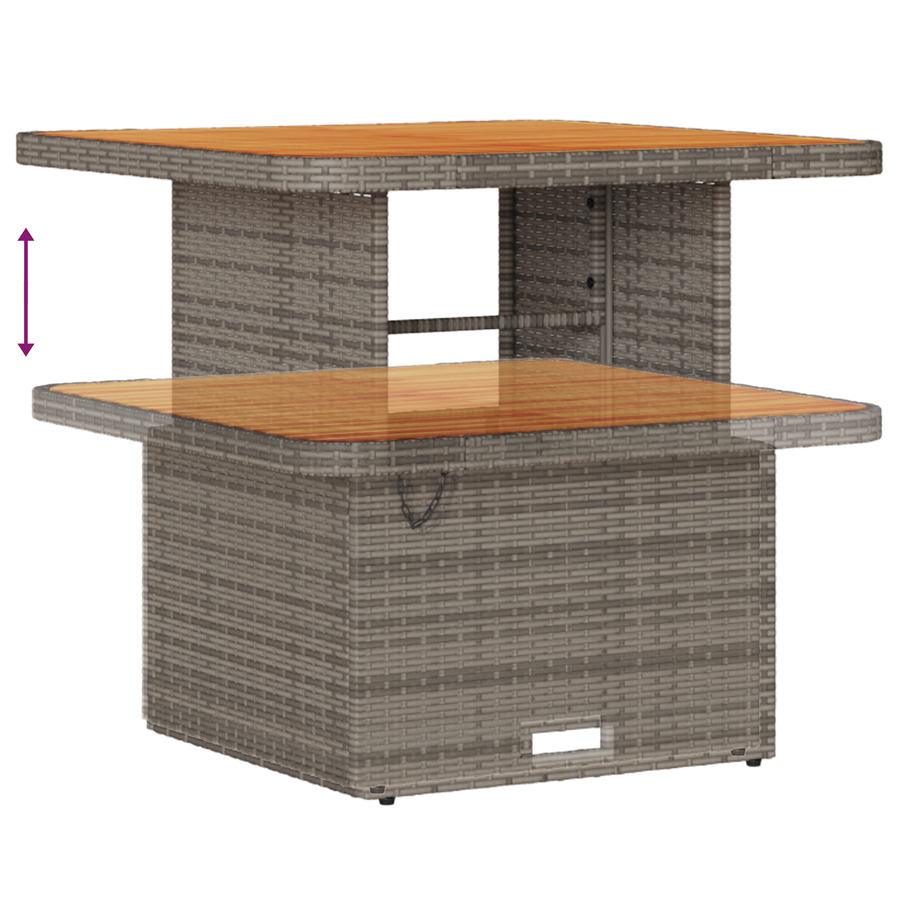 9-delige Tuinbankenset met kussens poly rattan acacia grijs