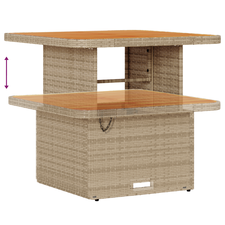 11-delige Tuinbankenset met kussens beige poly rattan acacia