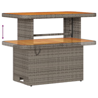 9-delige Tuinbankensetmet kussens poly rattan acacia grijs