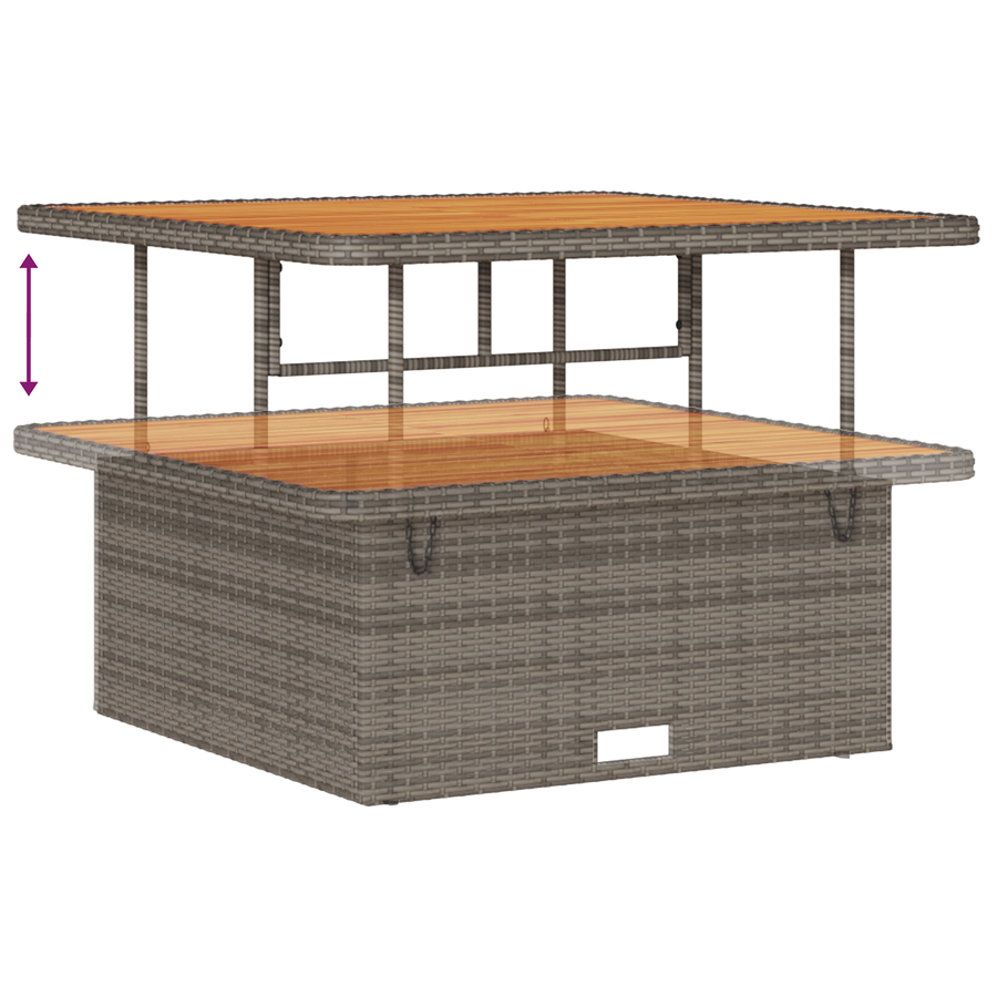 11-delige Tuinbankenset met kussens poly rattan acacia grijs