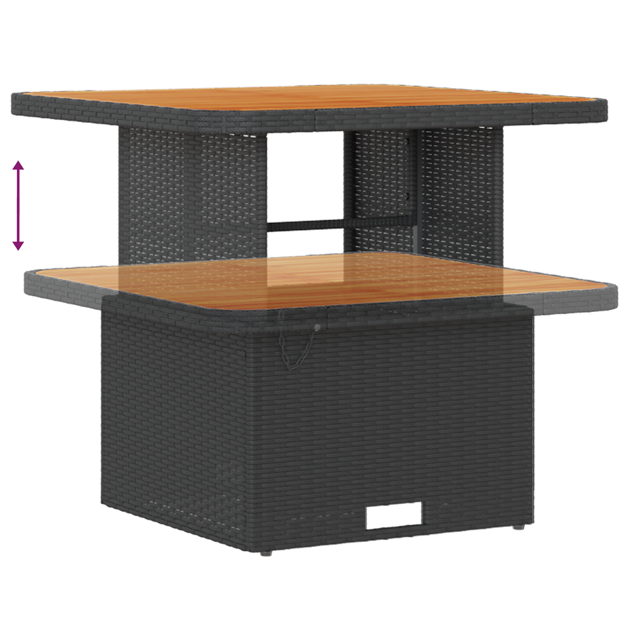 9-delige tuinbank set met kussens zwart poly rattan acacia