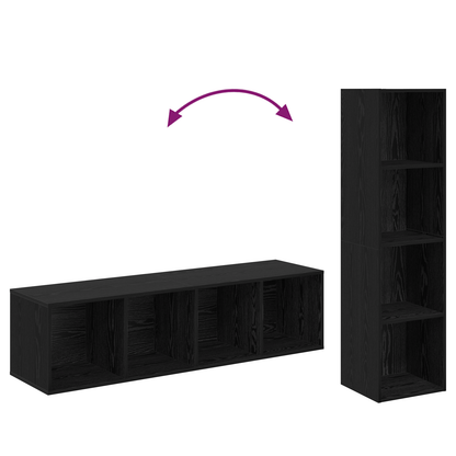 Tv-meubelset 2 pcs Zwart eiken 37 x 37 x 142.5 cm Bewerkt hout