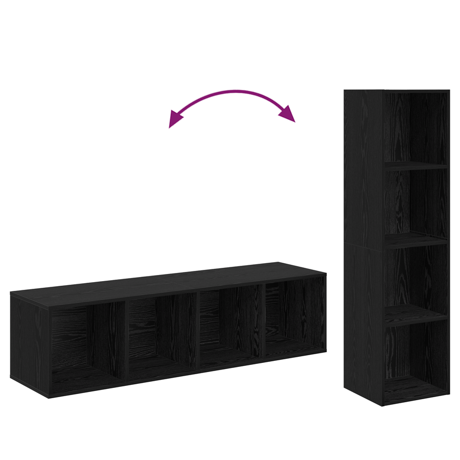 Tv-meubelset 2 pcs Zwart eiken 37 x 37 x 142.5 cm Bewerkt hout