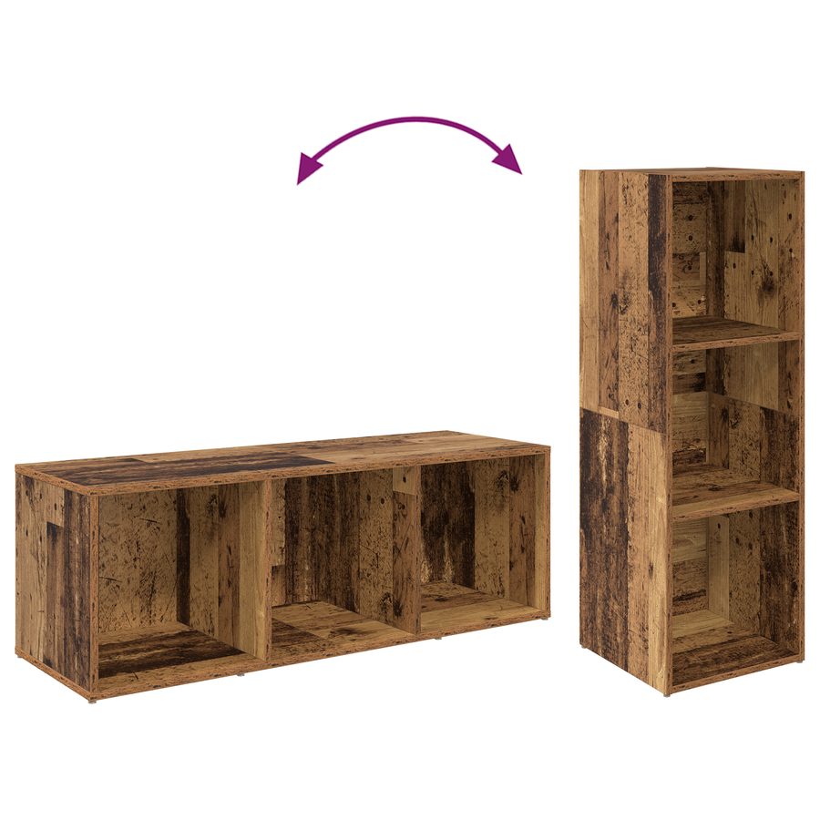 Tv-meubelset 2 pcs Oude hout 107 x 35 x 37 cm Bewerkt hout