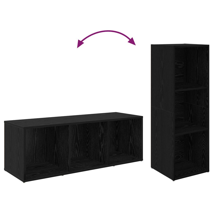 Tv-meubelset 2 pcs Zwart eiken 107 x 35 x 37 cm Bewerkt hout