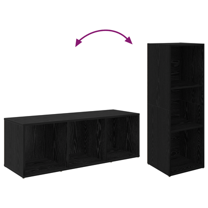 TV-kast 3 pcs Zwart eiken 37 x 35 x 107,5 cm