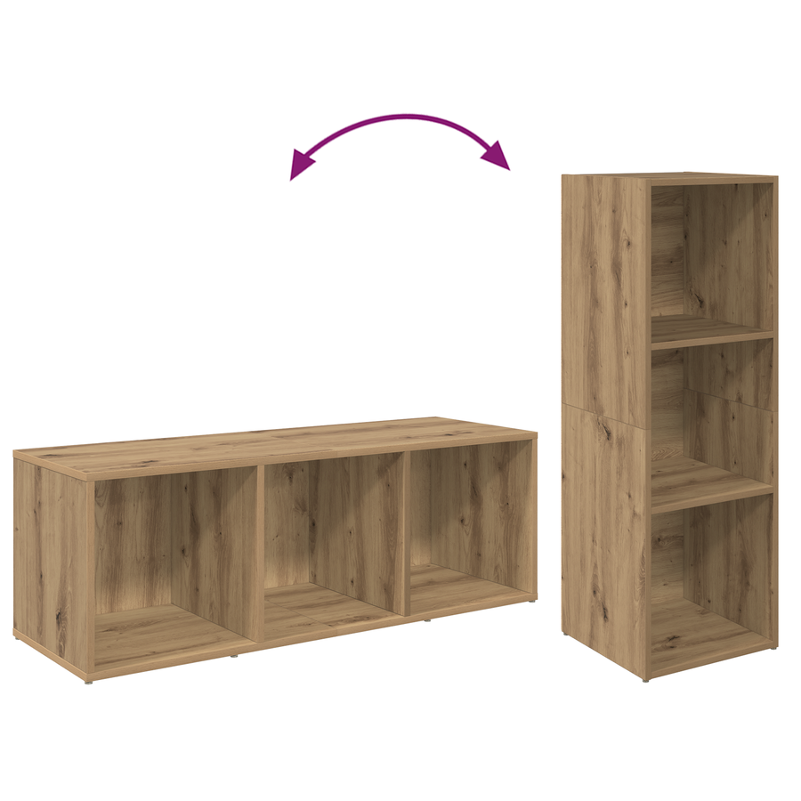 TV-kast 3 pcs artisanaal eikenkleurig 37 x 35 x 107,5 cm