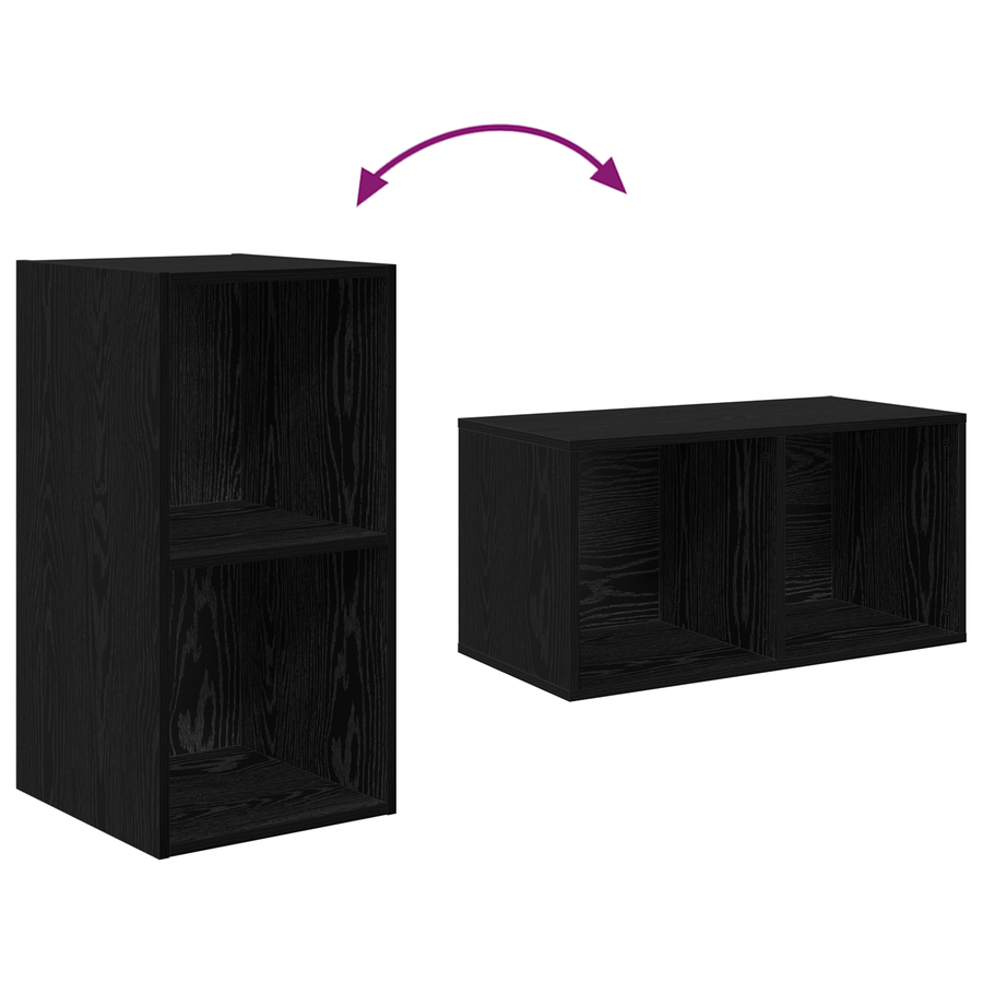 Wand TV Kast 2 pcs Zwart eiken 37 x 37 x 72 cm Bewerkt hout