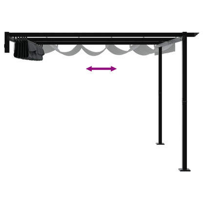 Wandgemonteerde Pergola Antraciet 3 x 3 m Staal