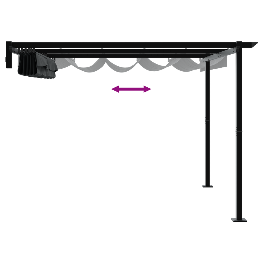 Wandgemonteerde Pergola Antraciet 3 x 3 m Staal