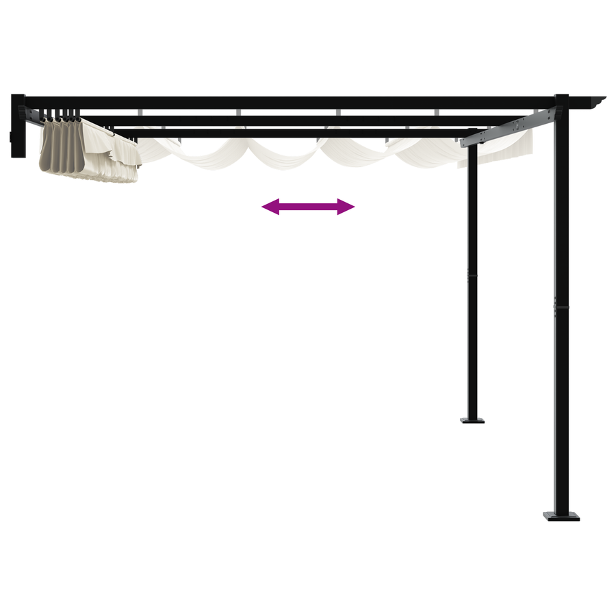 Wandgemonteerde Pergola Crème 3 x 4 m Staal