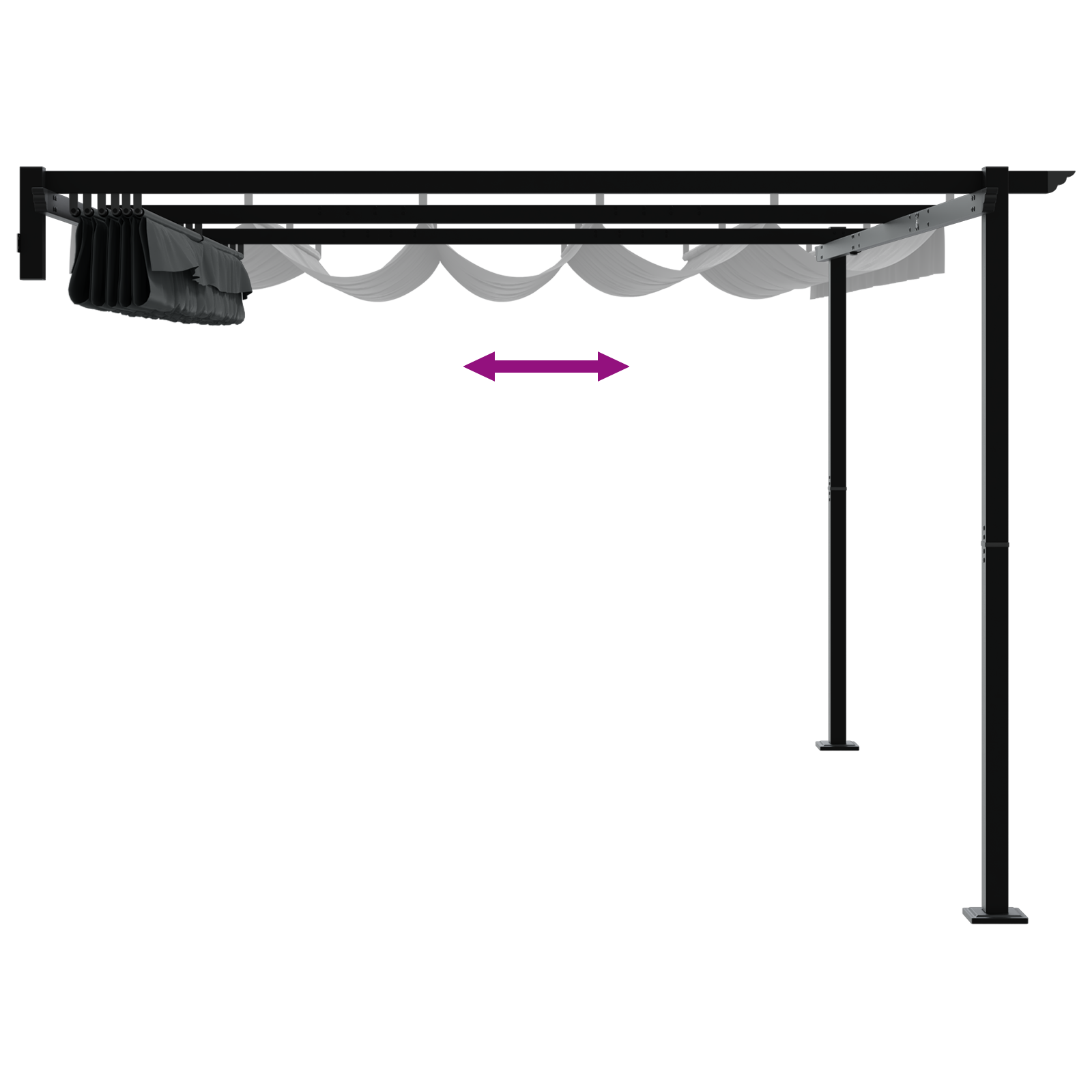 Wandgemonteerde Pergola Antraciet 3 x 4 m Staal