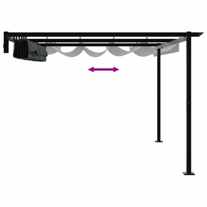Wandgemonteerde Pergola Antraciet 3 x 4 m Staal