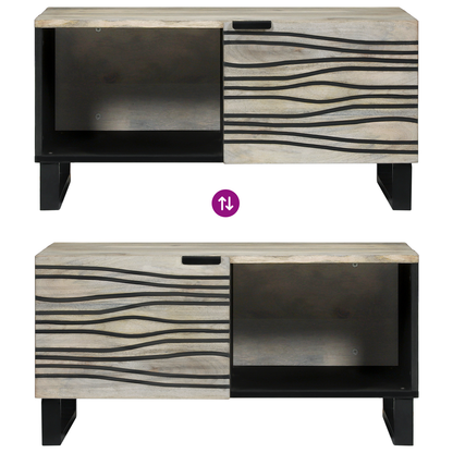 Salontafels Wit, Zwart 80 x 50 x 40 cm Massief mango hout