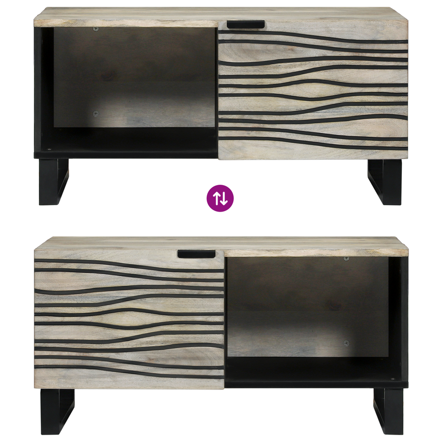 Salontafels Wit, Zwart 80 x 50 x 40 cm Massief mango hout