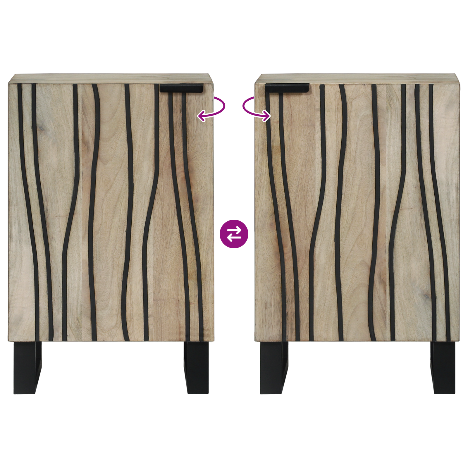 Badkamer Kast met plank met opslag met de deur Bruin, Zwart 38 x 33.5 x 58 cm