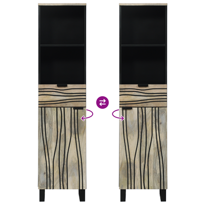Badkamer Kast met lade met plank met opslag met de deur Bruin, Zwart 38 x 33.5 x 160 cm