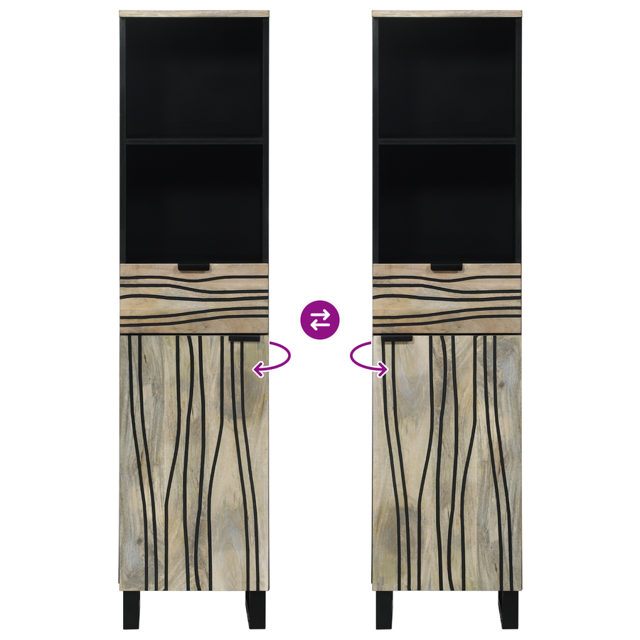 Badkamer Kast met lade met plank met opslag met de deur Bruin, Zwart 38 x 33.5 x 160 cm
