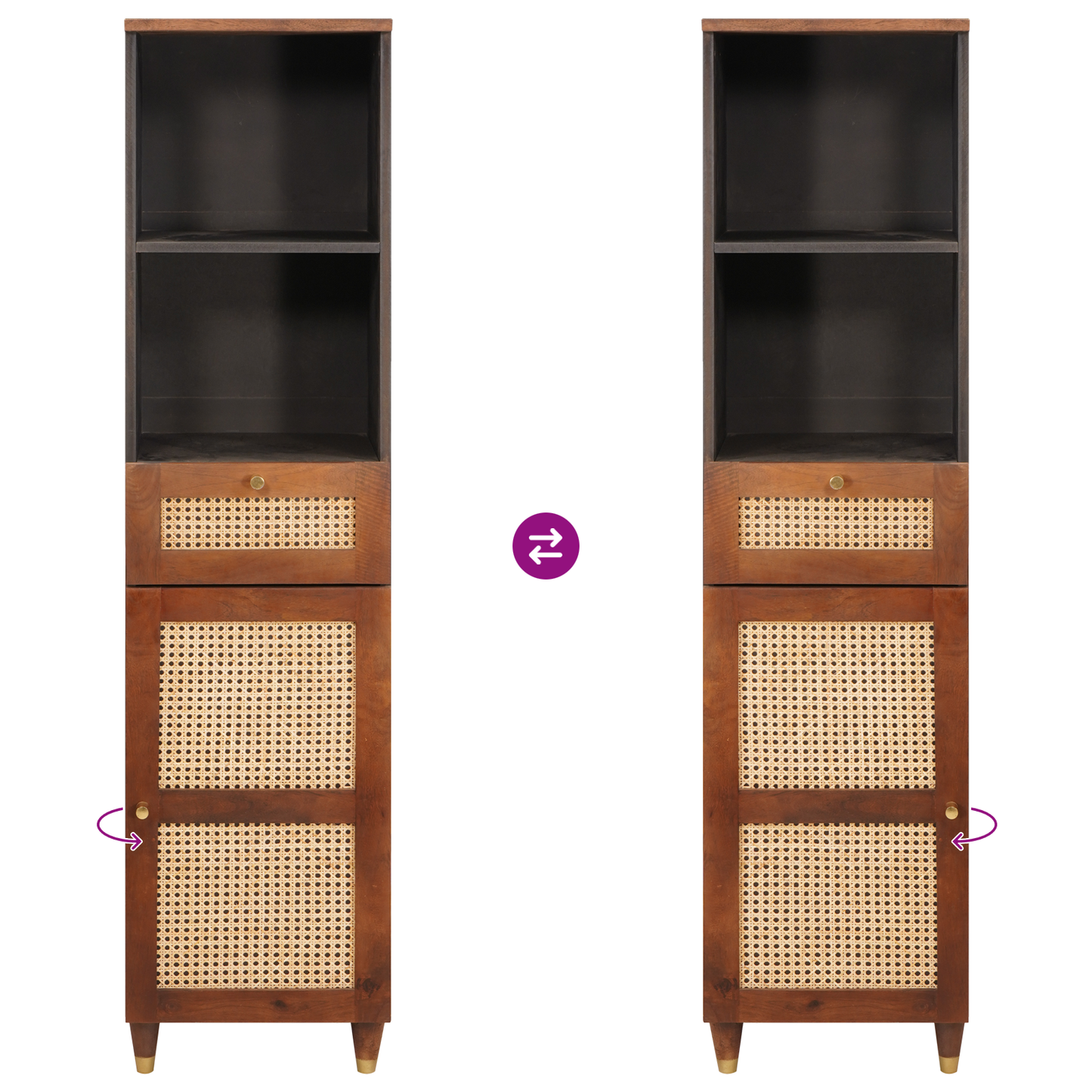 Dressoir met lade met plank met opslag met de deur Bruin 38 x 33.5 x 160 cm