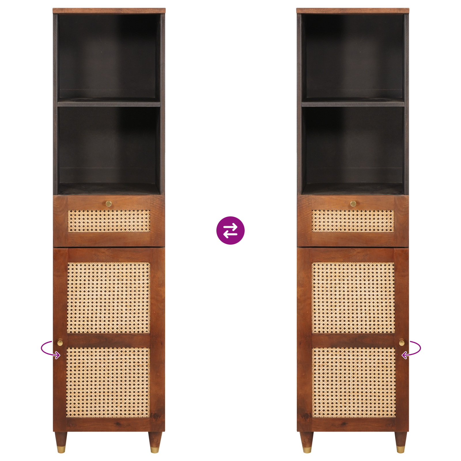 Dressoir met lade met plank met opslag met de deur Bruin 38 x 33.5 x 160 cm