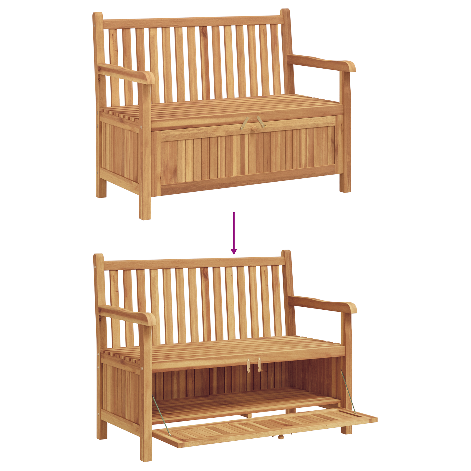 Tuinkast Bank Bruin 228 x 60 x 90 cm Massief teakhout