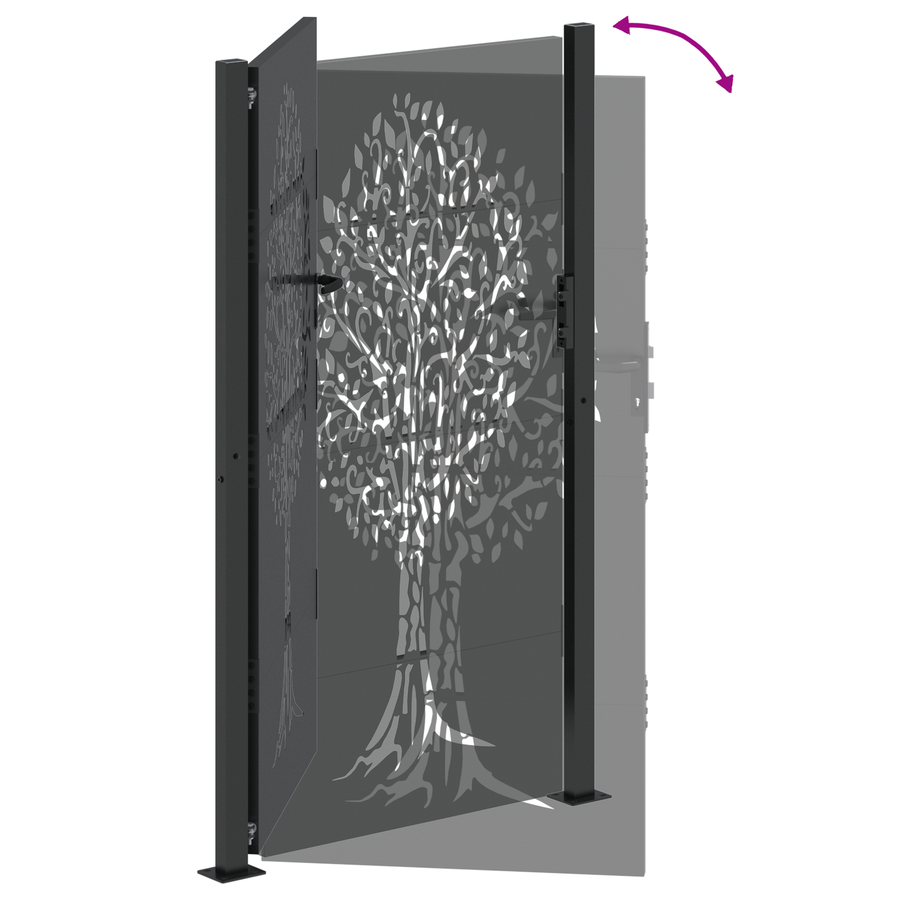 Tuinpoort Anders Zwart 105 x 200 cm Poedergecoat staal