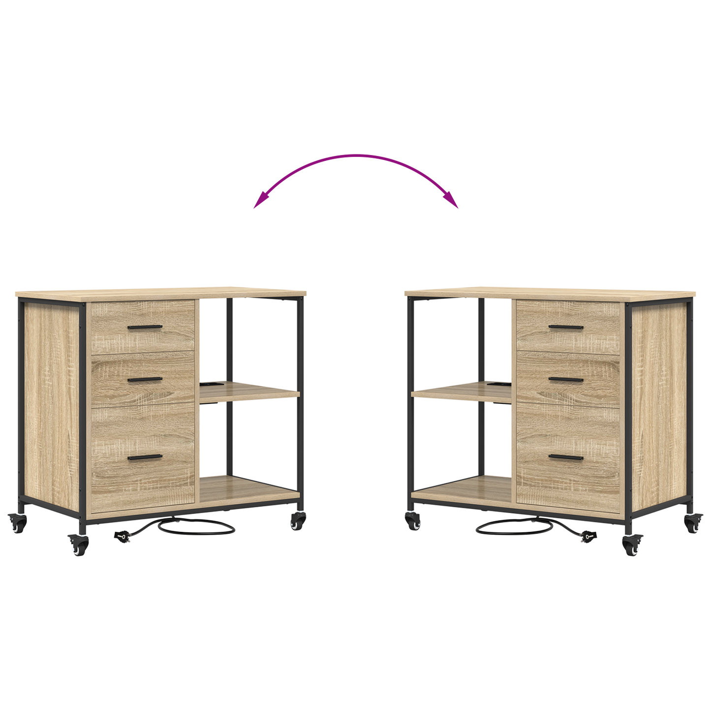 Kantoor kast met wiel Sonoma eiken 76 x 41 x 72 cm Bewerkt hout