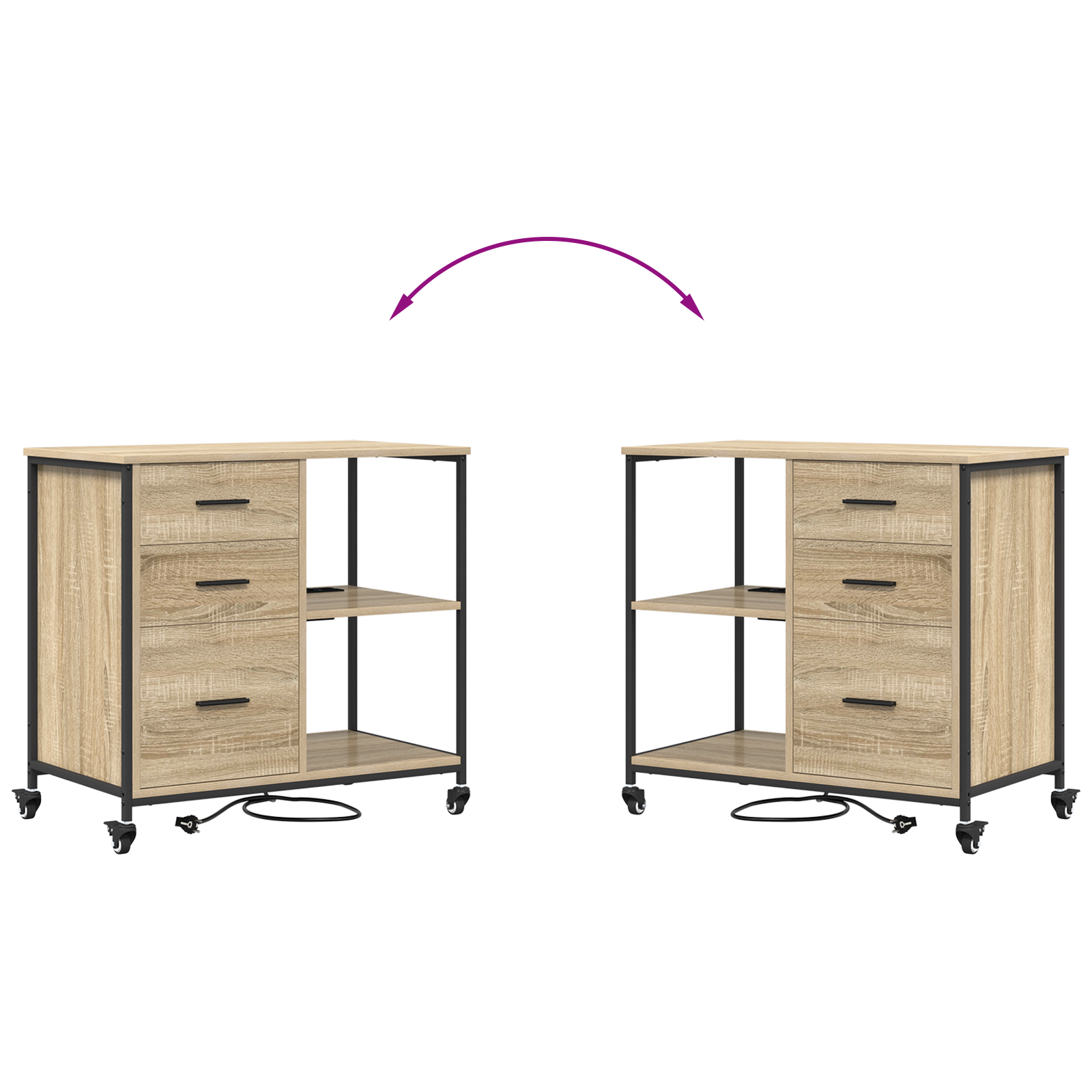 Kantoor kast met wiel Sonoma eiken 76 x 41 x 72 cm Bewerkt hout