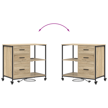 Kantoor kast met wiel Sonoma eiken 76 x 41 x 72 cm Bewerkt hout