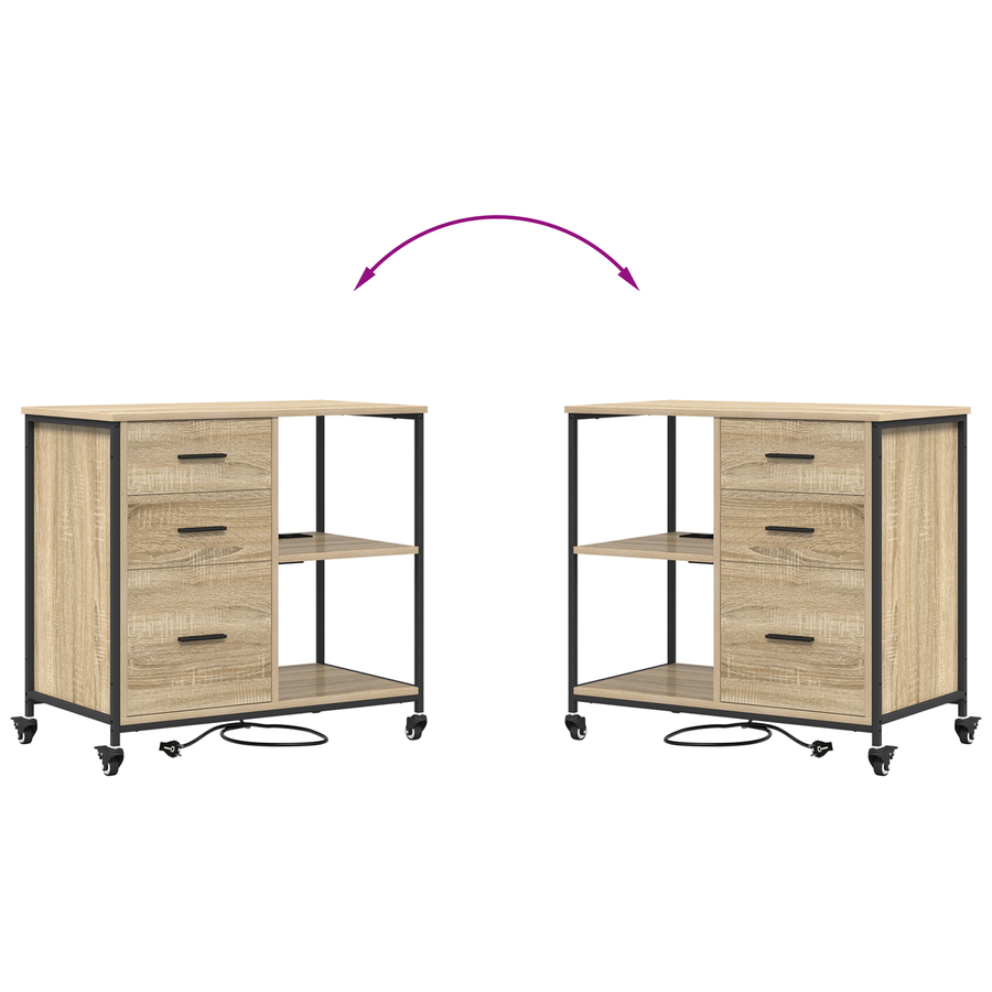Kantoor kast met wiel Sonoma eiken 76 x 41 x 72 cm Bewerkt hout