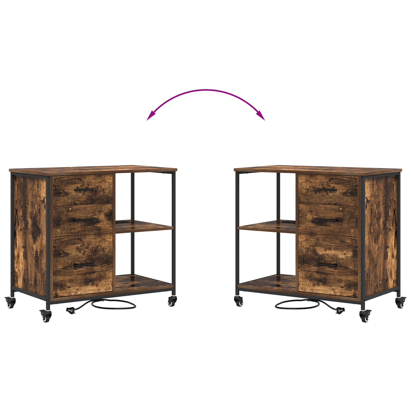 Kantoor kast Gerookt eiken 76 x 41 x 72 cm Bewerkt hout