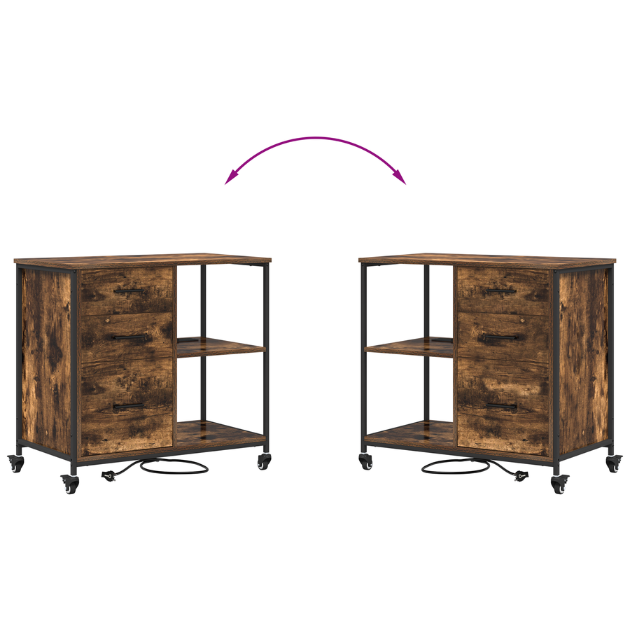 Kantoor kast Gerookt eiken 76 x 41 x 72 cm Bewerkt hout