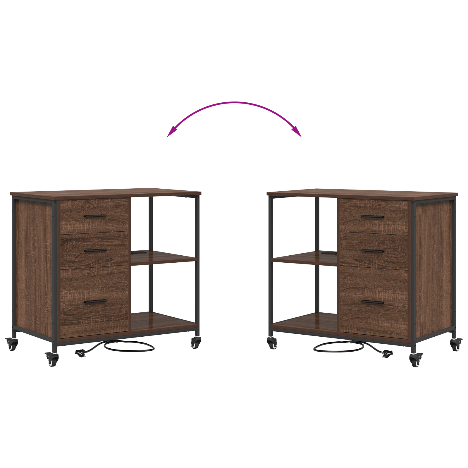 Kantoor kast bruin eikenkleur 76 x 41 x 72 cm Bewerkt hout