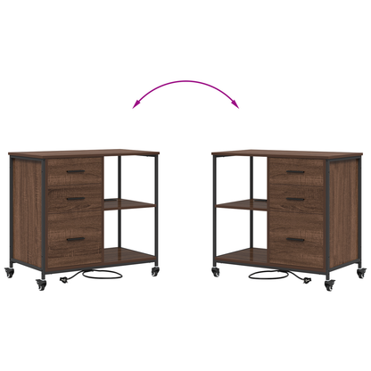 Kantoor kast bruin eikenkleur 76 x 41 x 72 cm Bewerkt hout