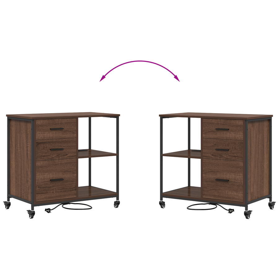 Kantoor kast bruin eikenkleur 76 x 41 x 72 cm Bewerkt hout