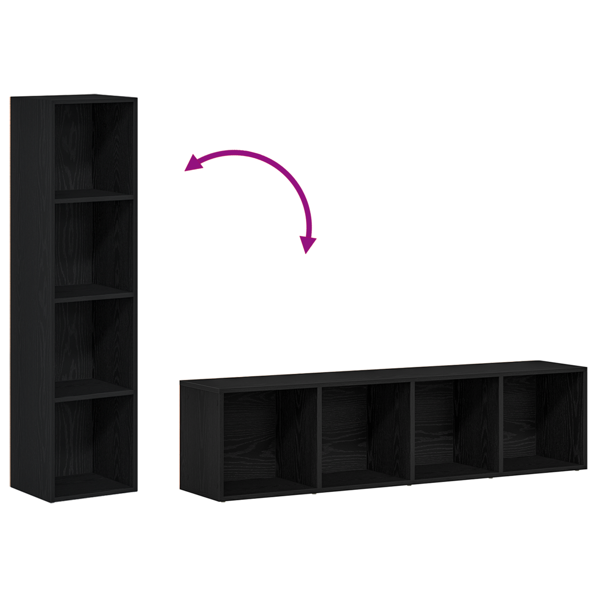 Boekenkast 4-laags 36 x 30 x 143 cm Bewerkt hout Zwart Eiken
