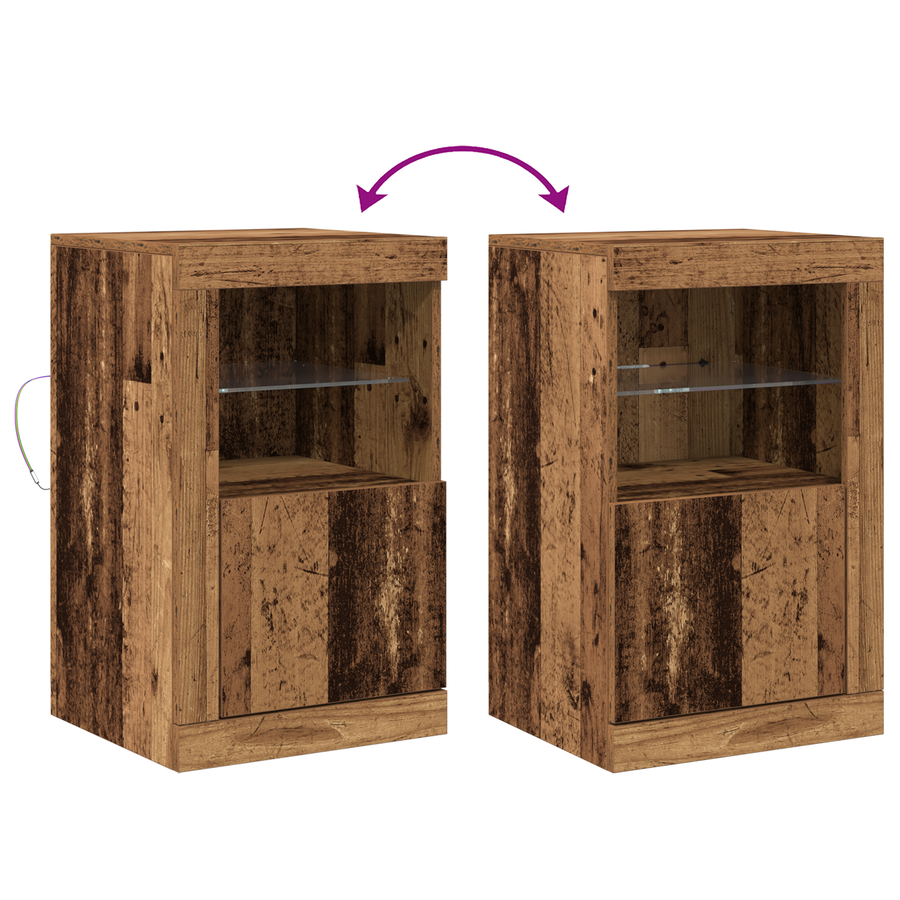 Zijkasten met LED-verlichting 2 stuks Oud Hout 41x37x67 cm