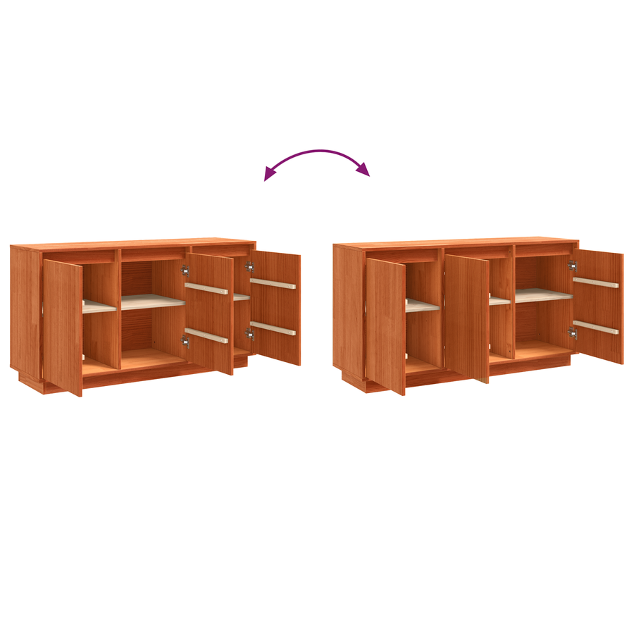 Dressoir met opslag met de deur Bruin 111 x 34 x 60 cm Massief grenenhout