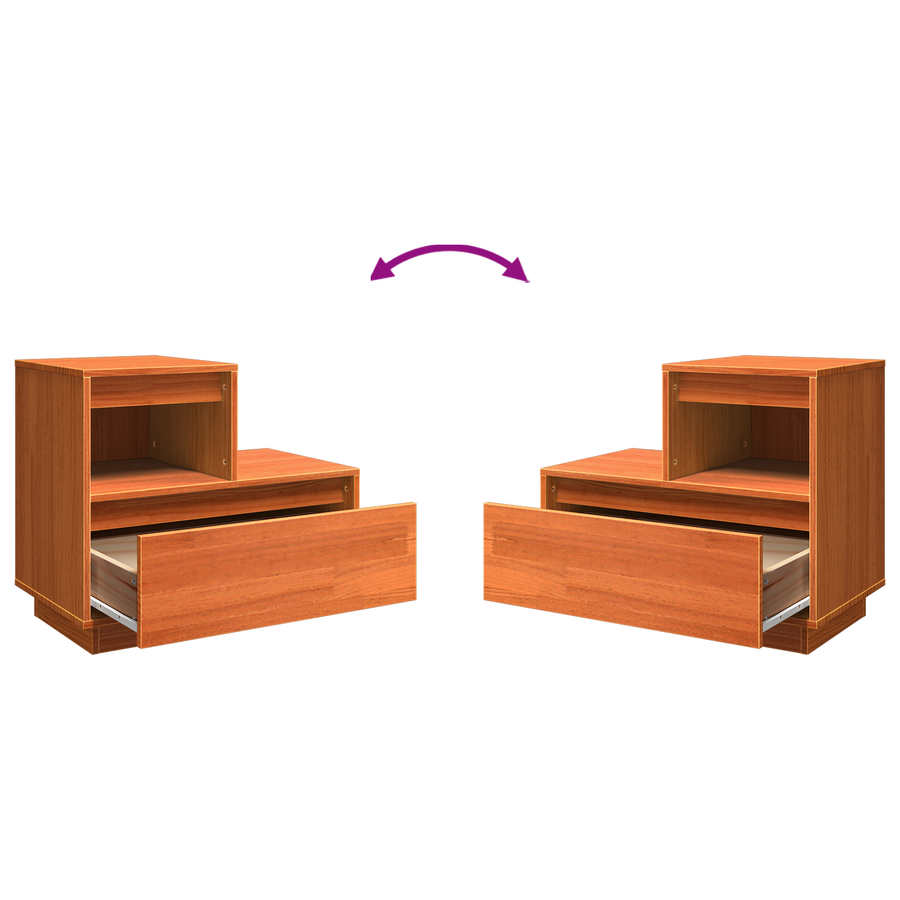 Nachtkastje 2 pcs Wasbruin 60 x 34 x 51 cm Massief grenenhout