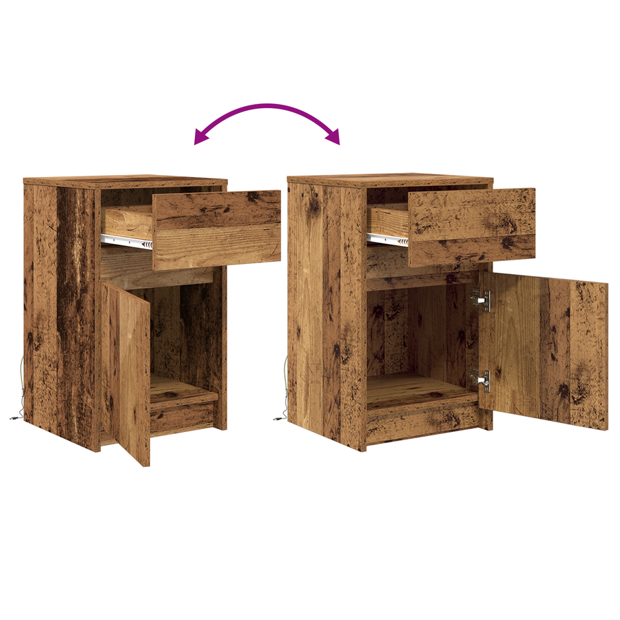 LED Bedside Kast 2 pcs Oud hout 38 x 34 x 61 cm Spaanplaat
