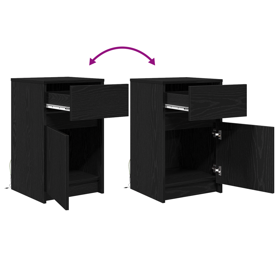 LED Bedside Kast 2 pcs Zwart eiken 38 x 34 x 61 cm Spaanplaat