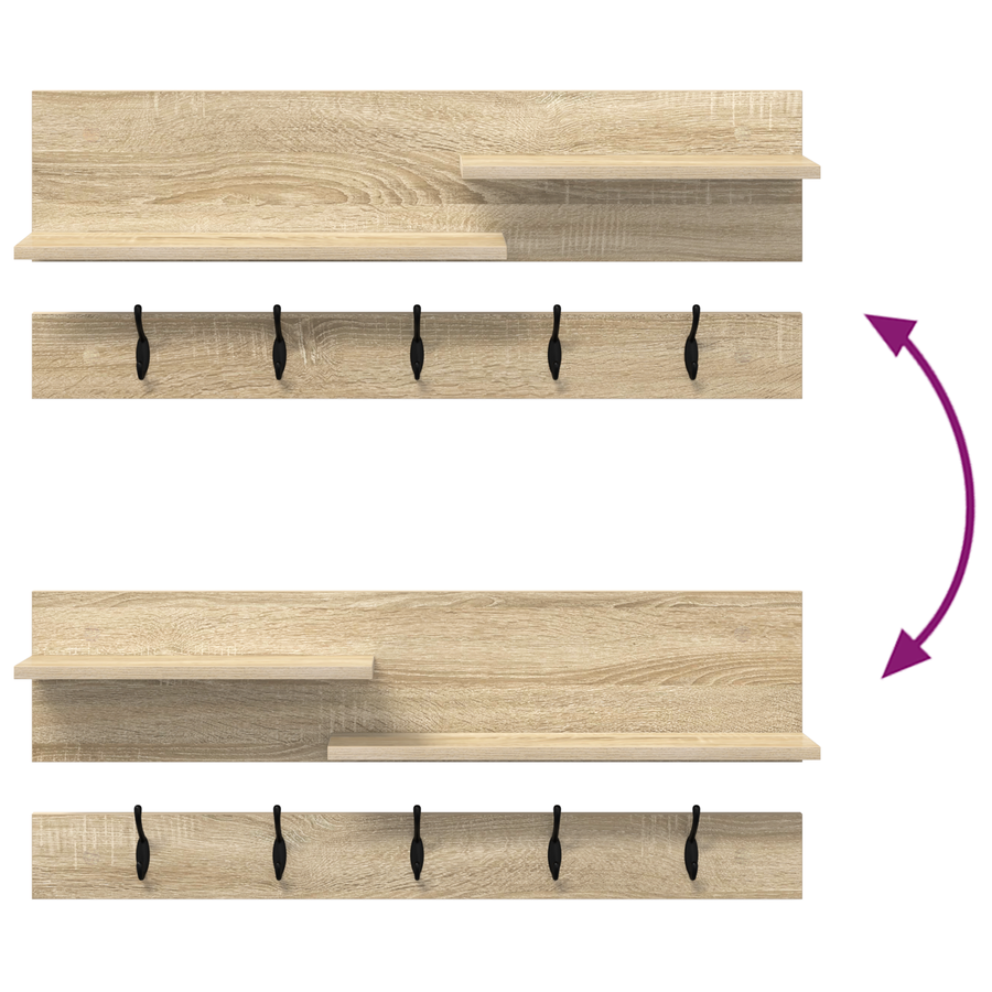 Wandgemonteerde kapstok met plank met opslag Sonoma eiken 90 x 15 x 36 cm