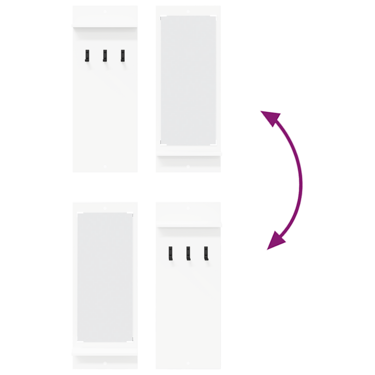 Wandgemonteerde kapstok Wit 70 x 10 x 90 cm Bewerkt hout