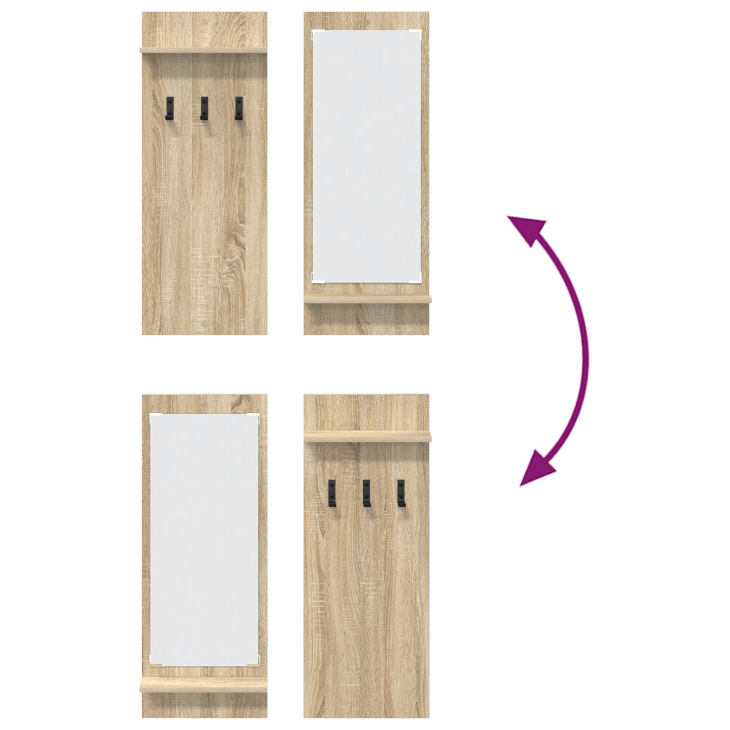 Wandgemonteerde kapstok met plank met opslag Sonoma eiken 70 x 10 x 90 cm