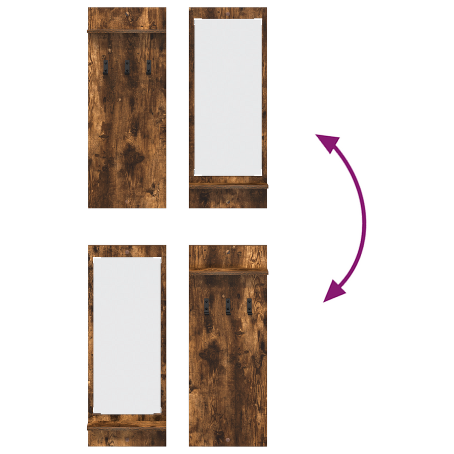 Wandgemonteerde kapstok met plank Gerookt eiken 70 x 10 x 90 cm