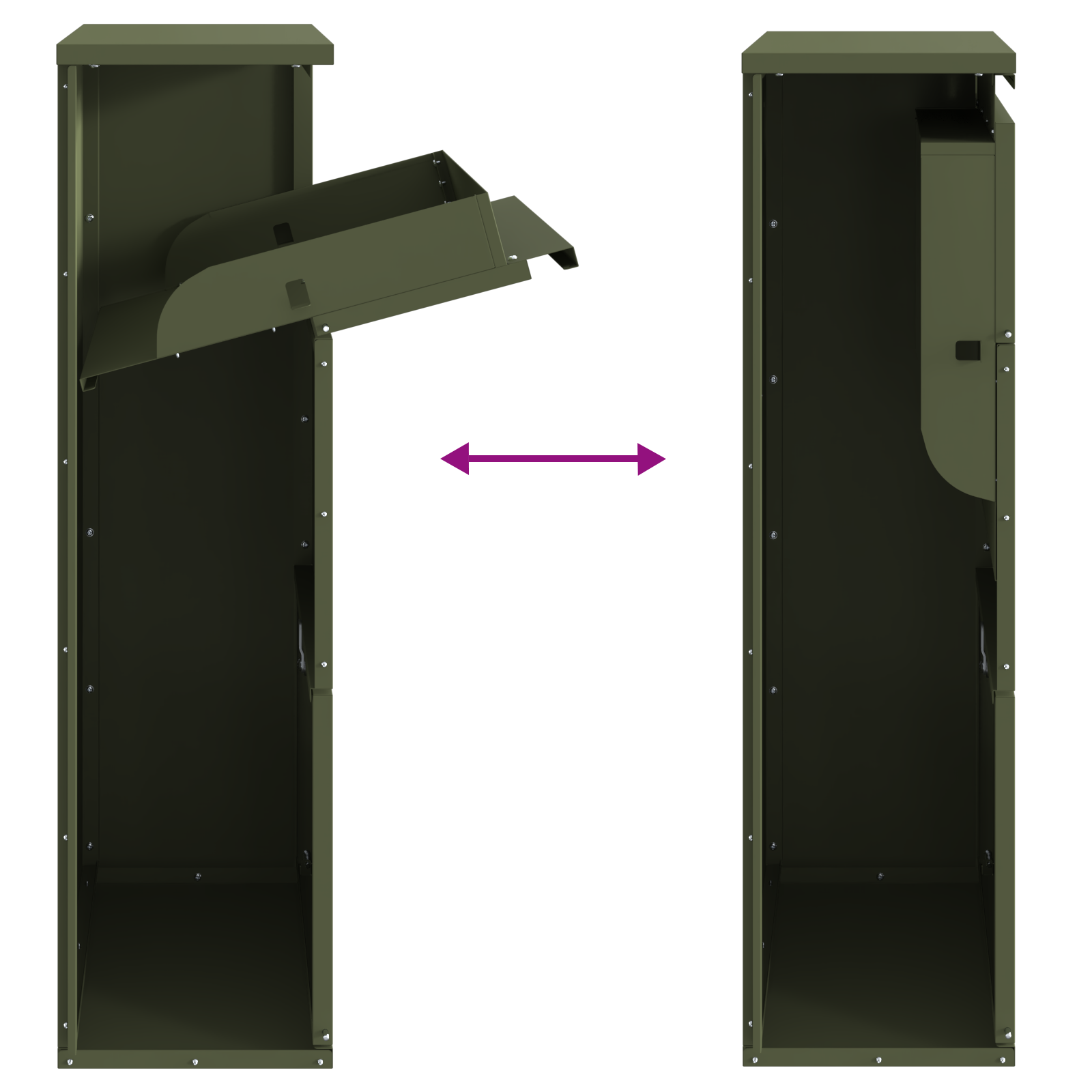 Pakket Brievenbus Olijfgroen 44x22x82 cm Staal