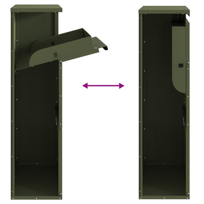 Pakket Brievenbus Olijfgroen 44x22x82 cm Staal