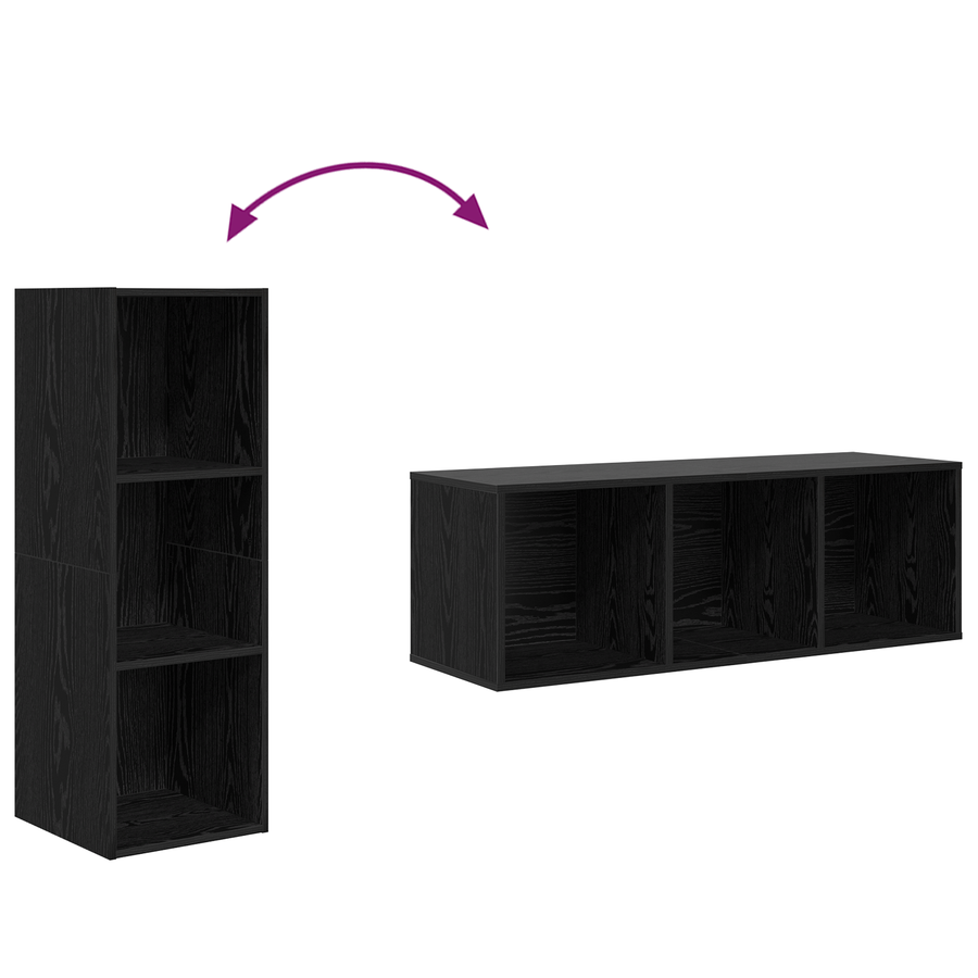 TV-kast met plank Zwart eiken 37 x 37 x 107 cm Bewerkt hout