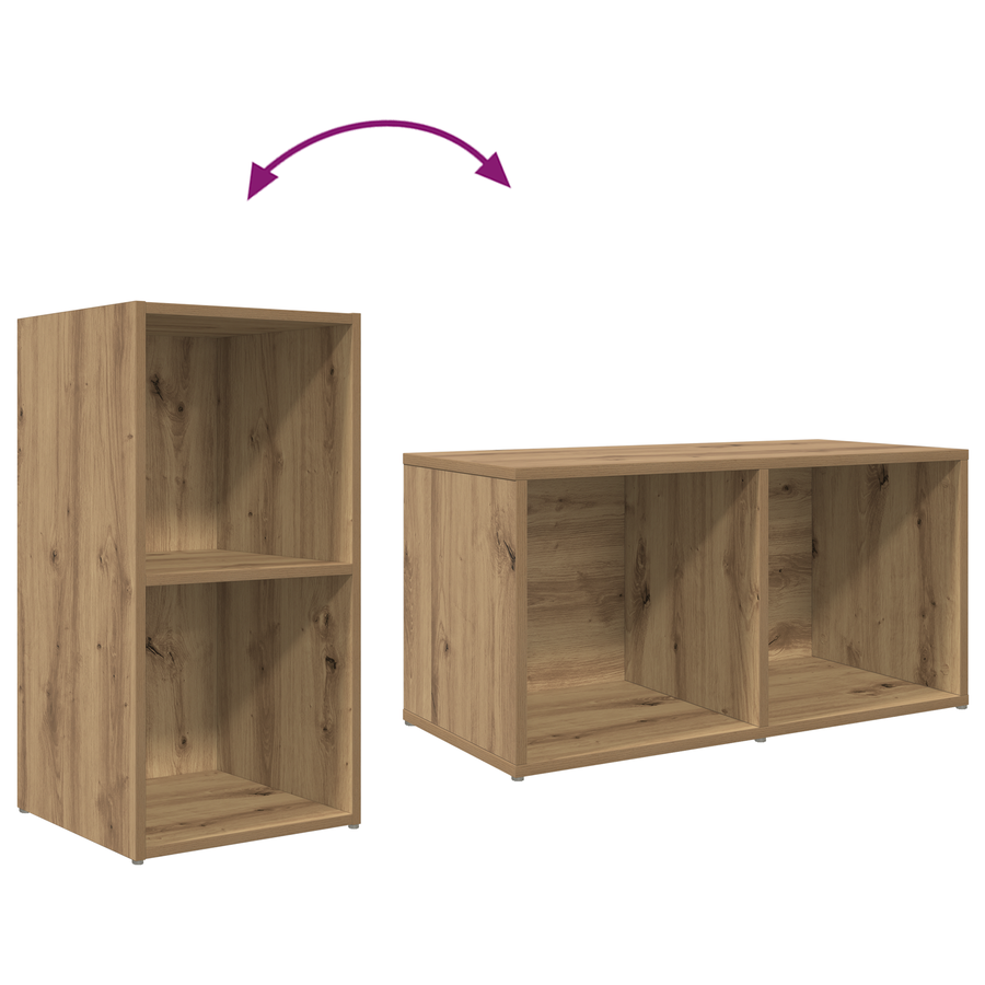 TV-kast met opslag artisanaal eikenkleurig Bewerkt hout